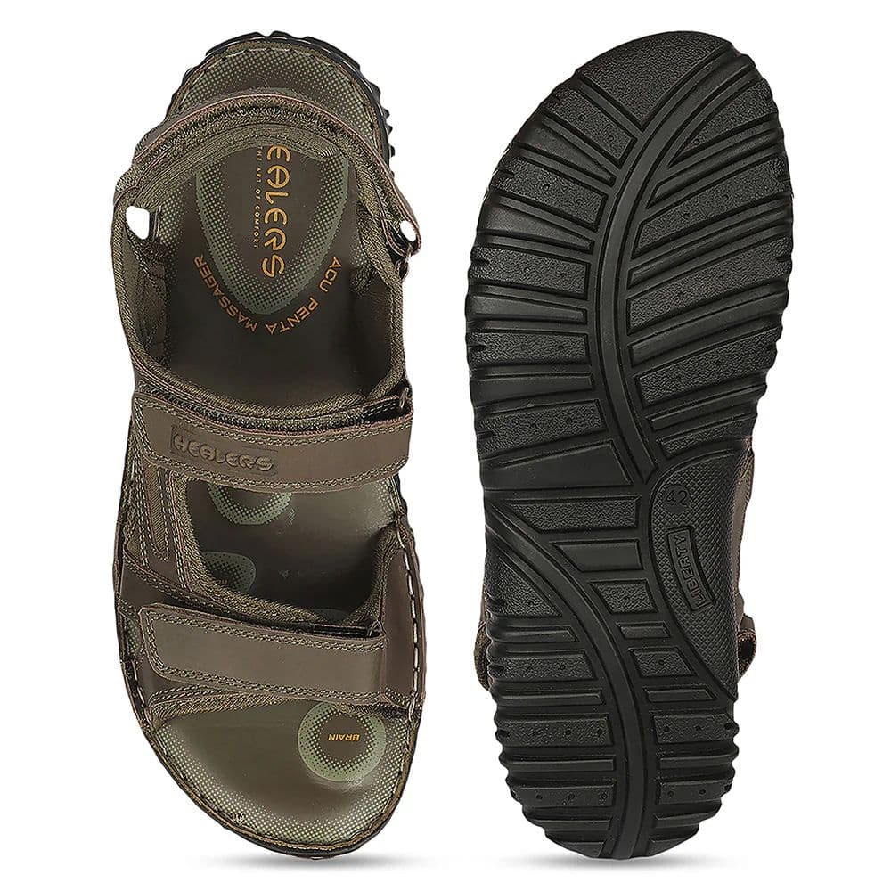 Healers RECARDO702 Sporty Olive Green Velcro Sandal for Men by Liberty — photo 4