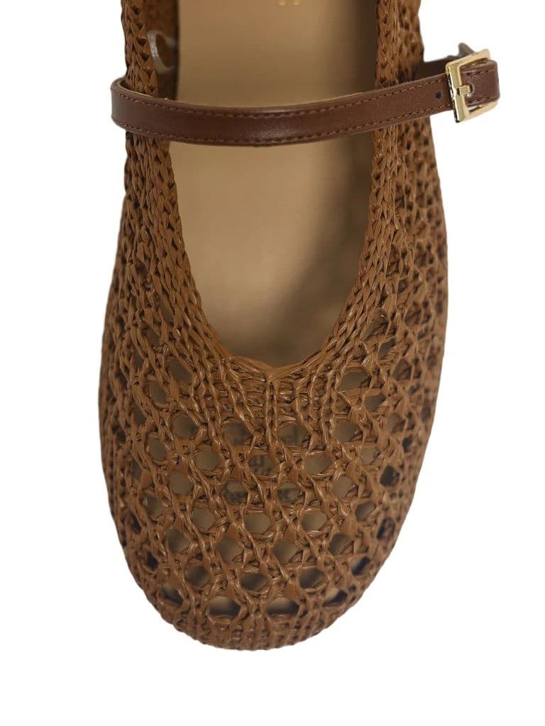 LUNA BLU Light Taupe Raffia Flat Ballerina — photo 4