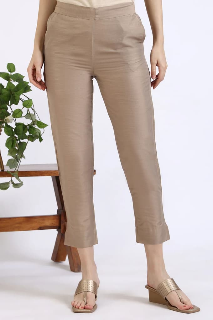Dark Gold Solid Yarn Dyed Trousers
