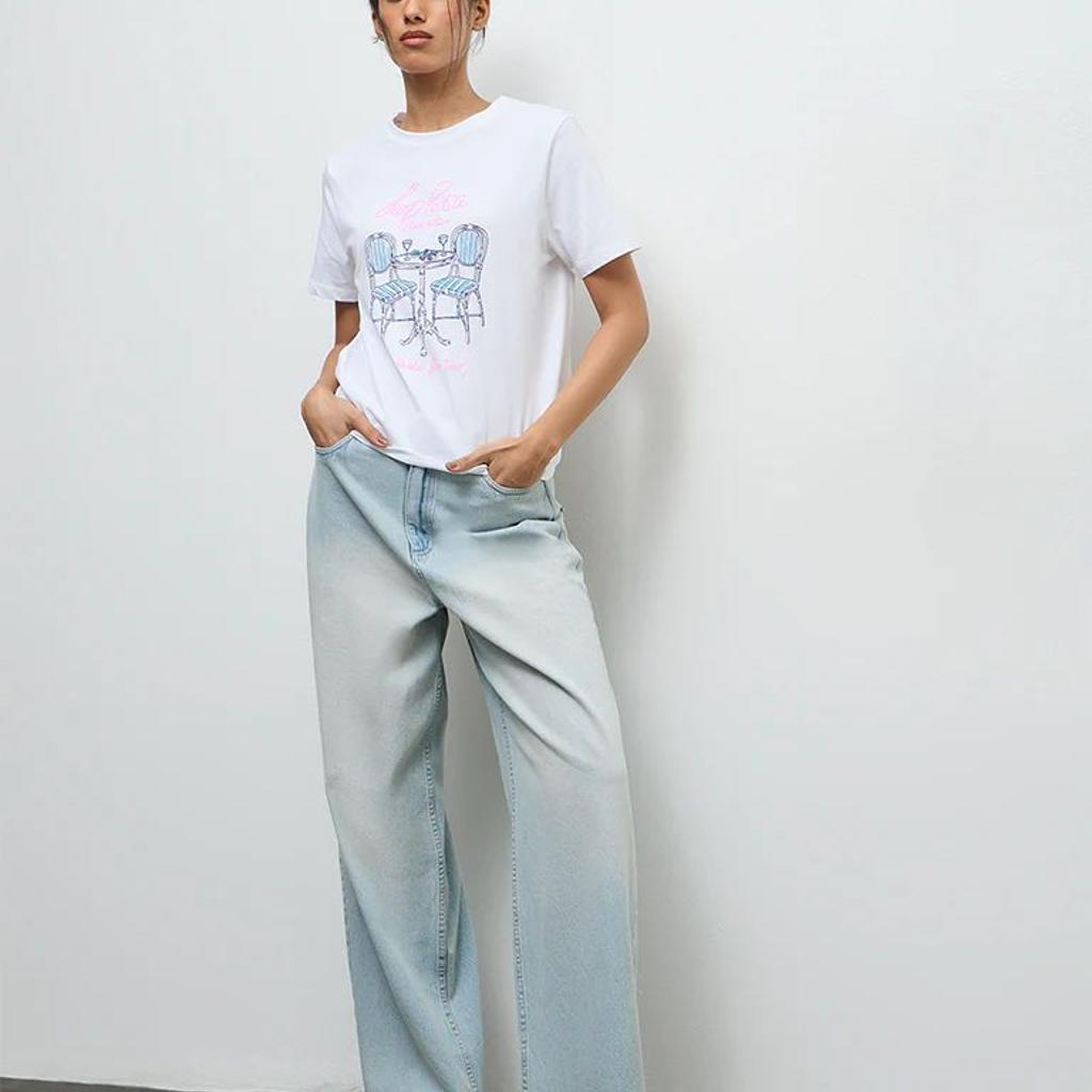 LOV White Graphic Printed Cotton T-Shirt