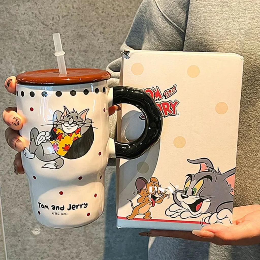 Tom And Jerry Ceramic Mug With Straw — Chill Tom Tumbler