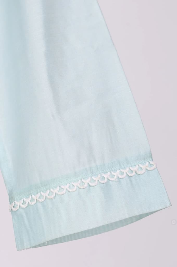 Blue Yarn Dyed Chikankari Embroidered Straight Kurta — photo 7