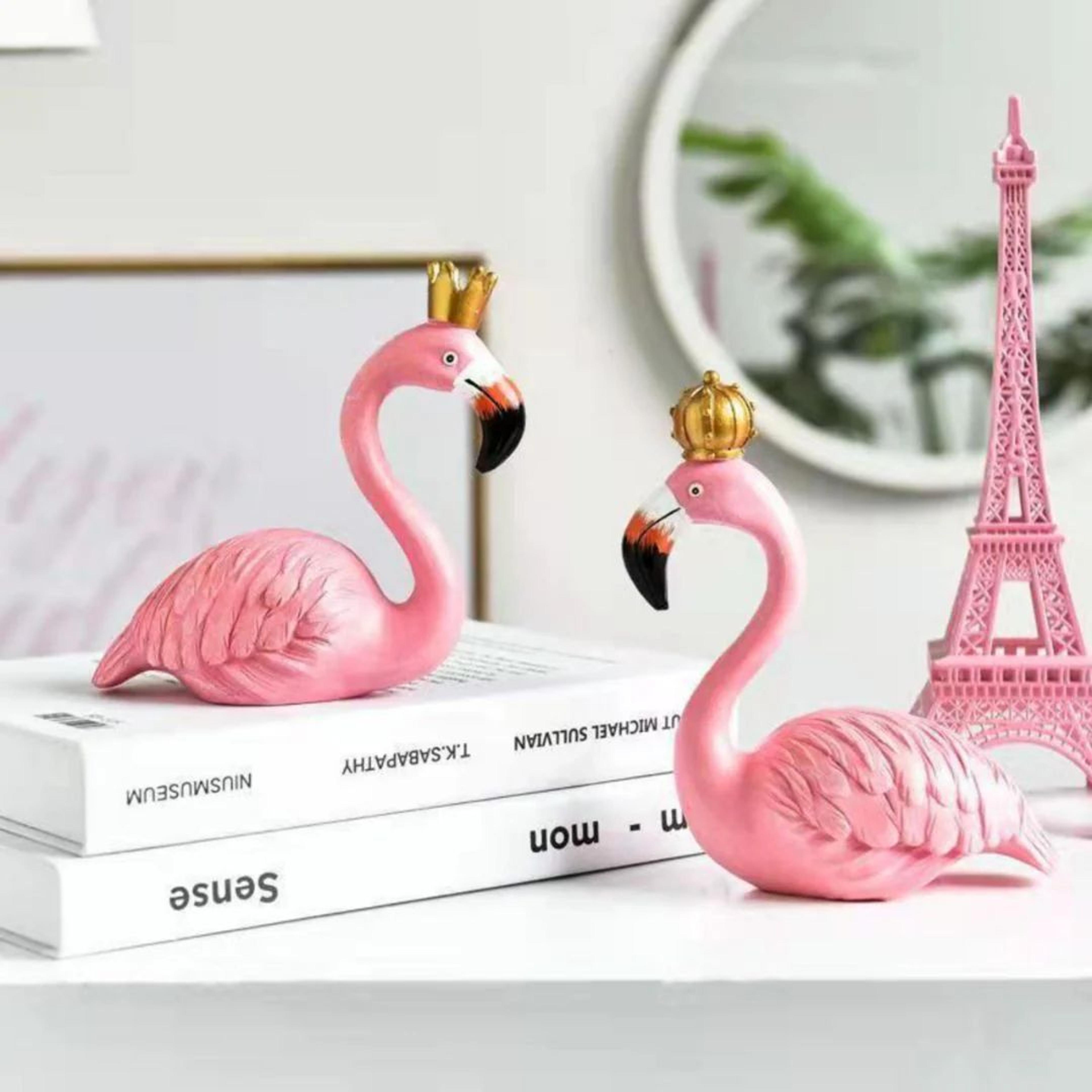 Royal Flamingo Decorative Showpiece – Pink Flamingo with Golden Crown