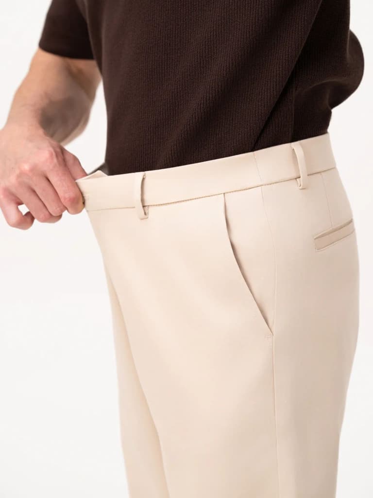Lumora Cream Relaxed Fit Stretch Chinos for Men — photo 5