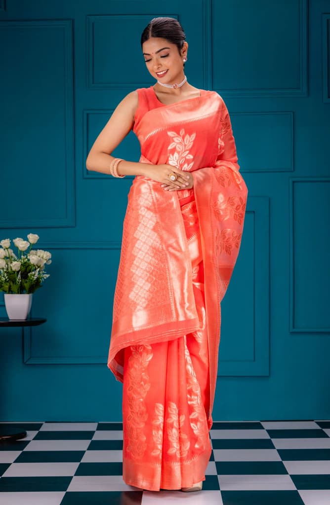 Mimosa Women's Woven Design Banarasi Style Art Silk Saree With Blouse Piece : SA00001765GJFREE — photo 5