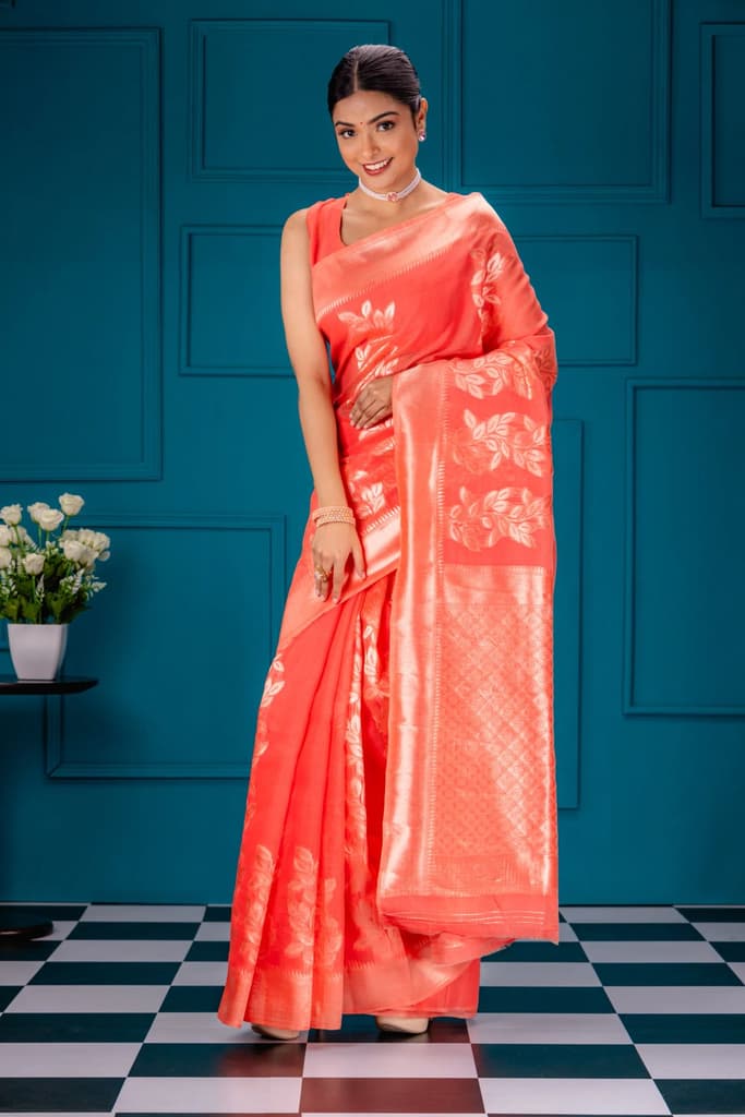 Mimosa Women's Woven Design Banarasi Style Art Silk Saree With Blouse Piece : SA00001765GJFREE — photo 4