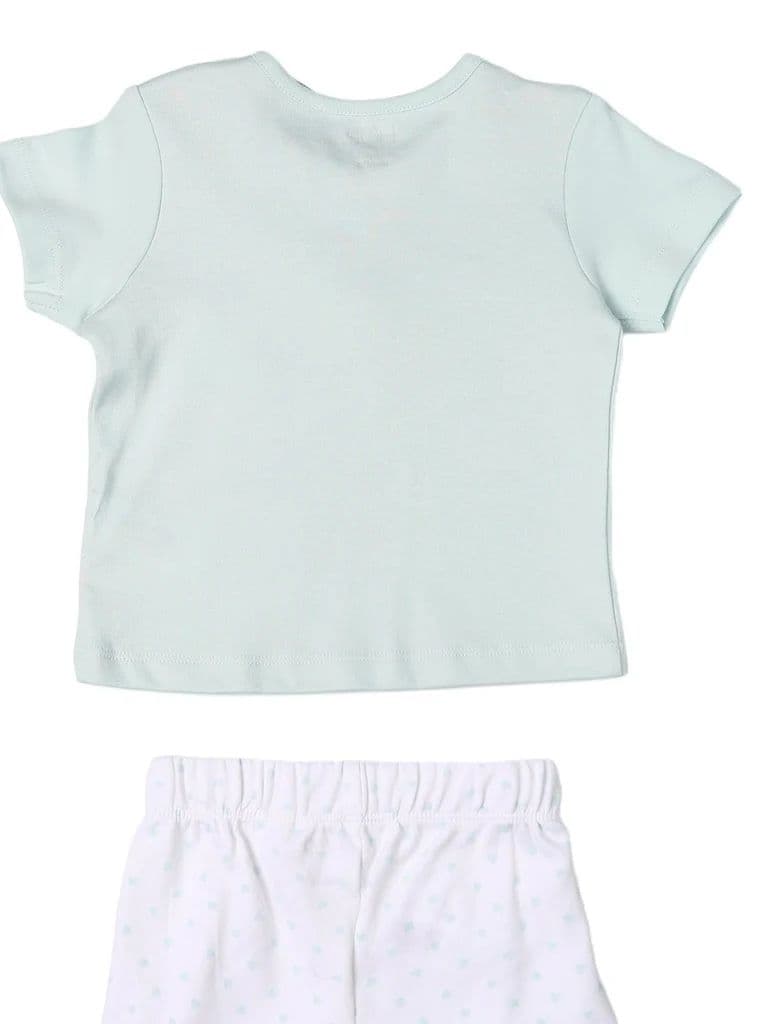 HOP Baby Girls Light Blue Printed Cotton T-Shirt and Shorts Set — photo 3