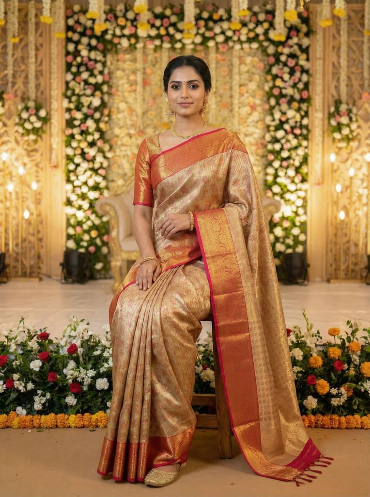 MIMOSA Women's Woven Design Kanjivaram Style Art Silk Saree with Blouse Piece - Maroon (SA00002477MRFREE) — photo 3