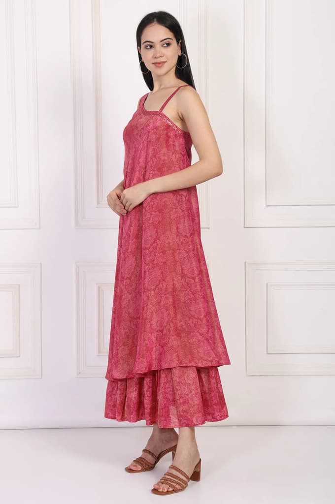 Pink Sequined A-Line Tissue Dress — photo 5