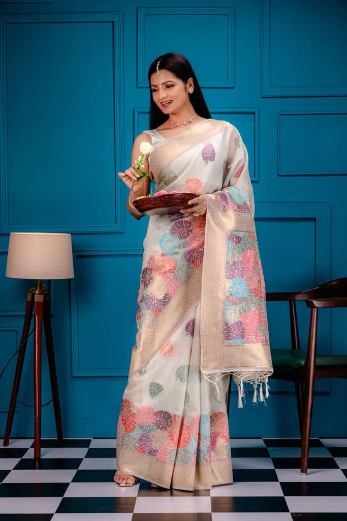 Mimosa Women's Woven Design Banarasi Style Art Silk Saree With Blouse Piece : SA00001787RMFREE — photo 5