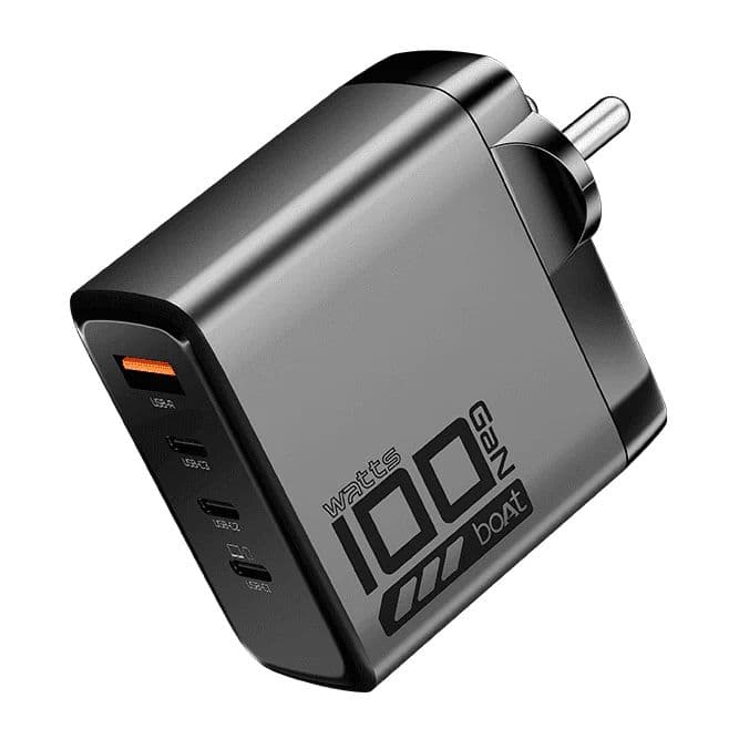 100W GaN Charger | 100W Fast Charger with GaN Chip Technology, 12-Layer Smart IC Protection, Quad-Port Charging