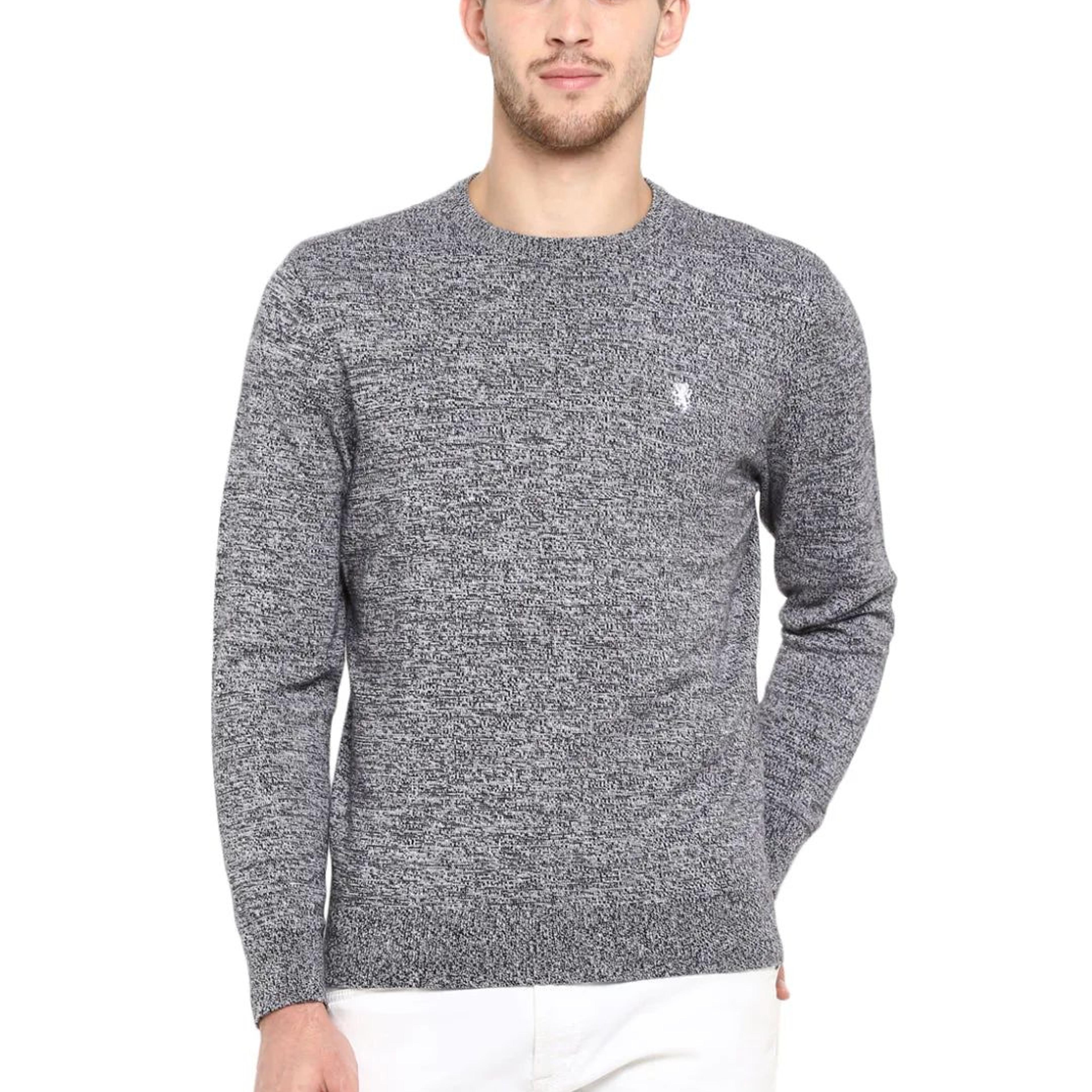 Sweaters for Men in Black | Cotton Round Neck Full Sleeve Sweater