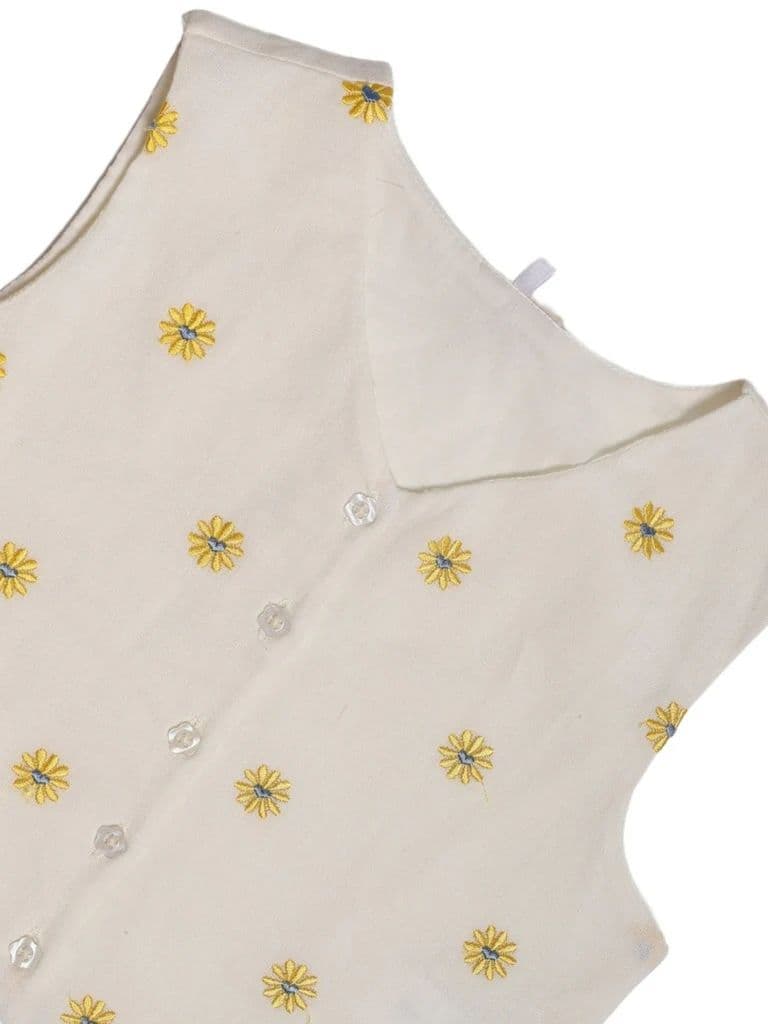 Utsa Kids Girls White Embroidered Cotton-Blend Waistcoat - (8-14 yrs) — photo 5