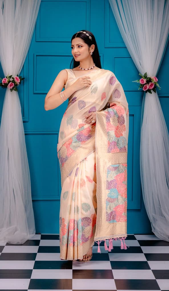 Mimosa Women's Woven Design Banarasi Style Art Silk Saree With Blouse Piece : SA00001787PCFREE