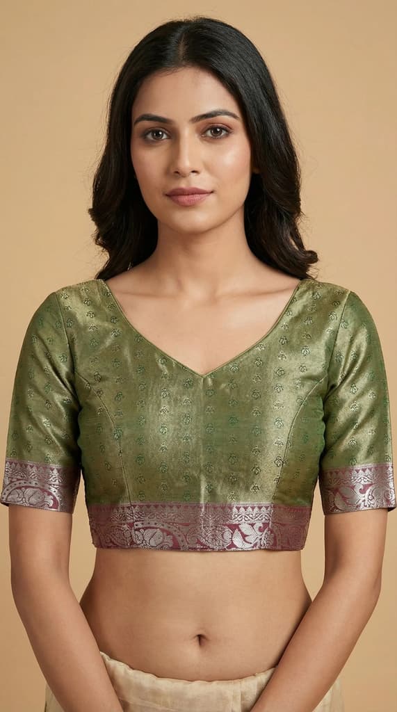 MIMOSA Women's Woven Design Kanjivaram Style Art Silk Saree with Blouse Piece - Green (SA00002476GRNFREE) — photo 5