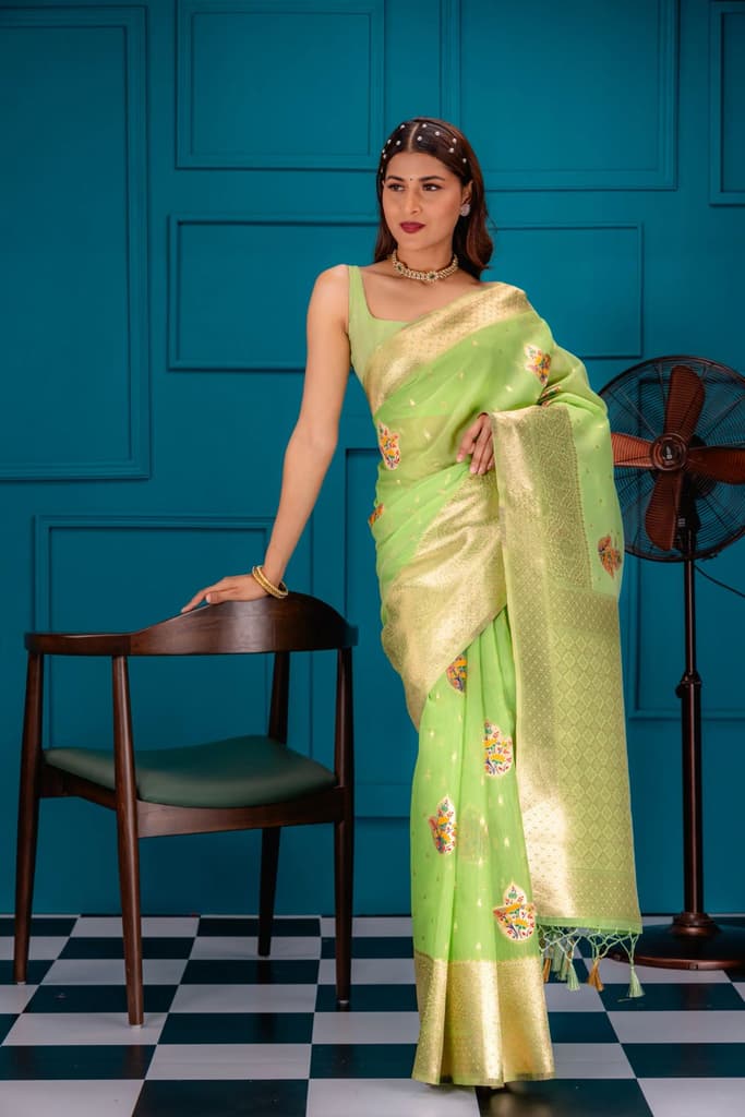 Mimosa Women's Woven Design Banarasi Style Art Silk Saree With Blouse Piece : SA00001759PSFREE — photo 4