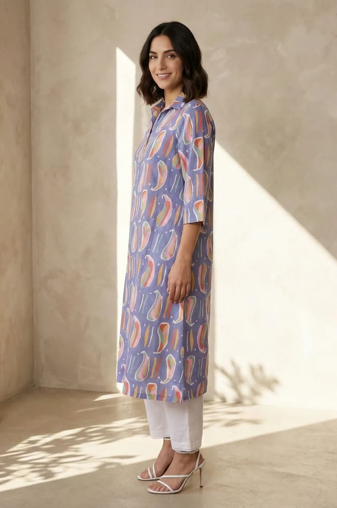 Purple Abstract Straight Kurta — photo 3