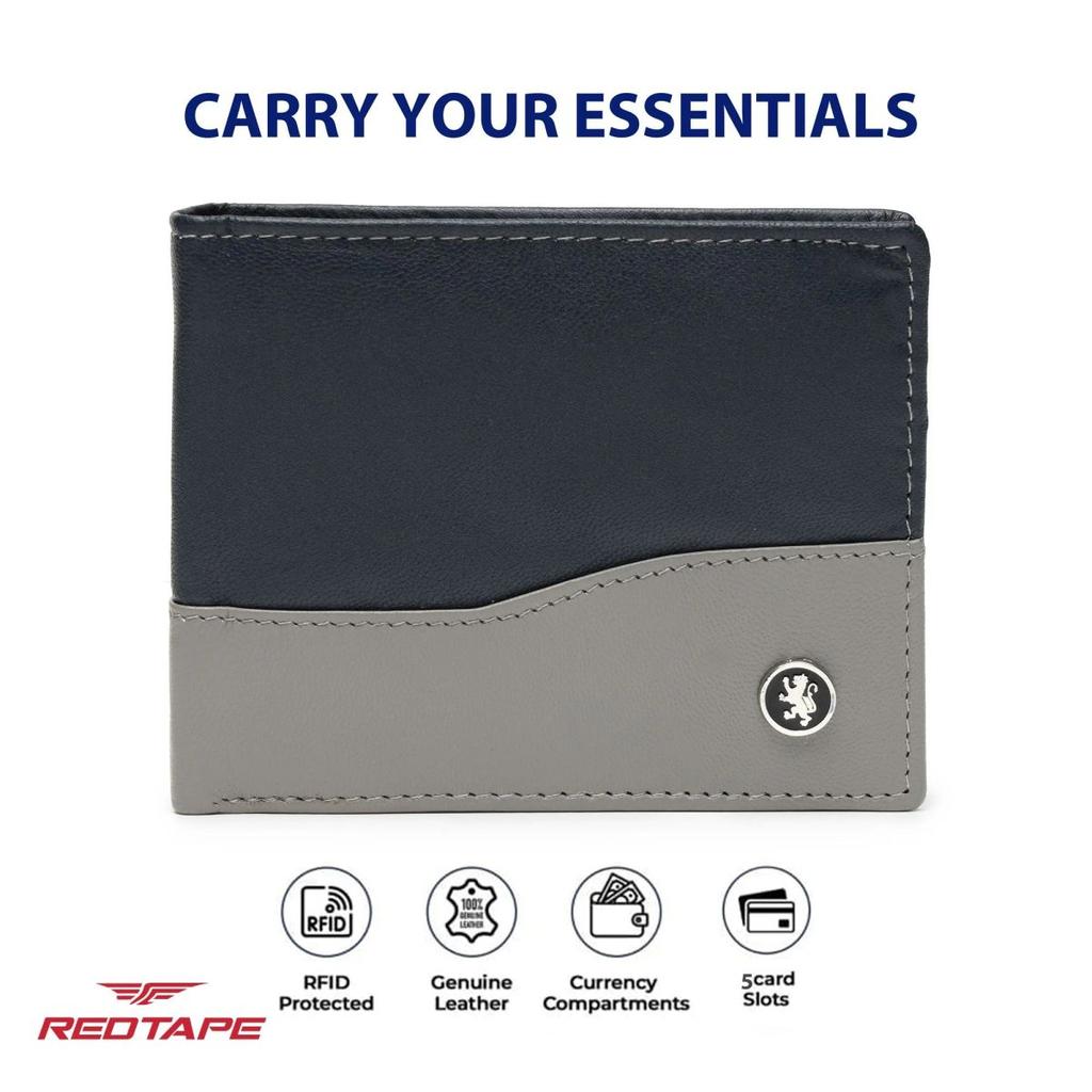 Men’s Navy Grey Colorblocked Genuine Leather Wallet — photo 6