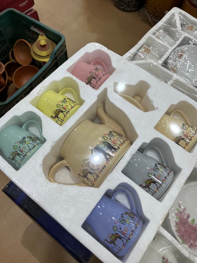 Mug Set | Ceramic | White | Multi-colored designs