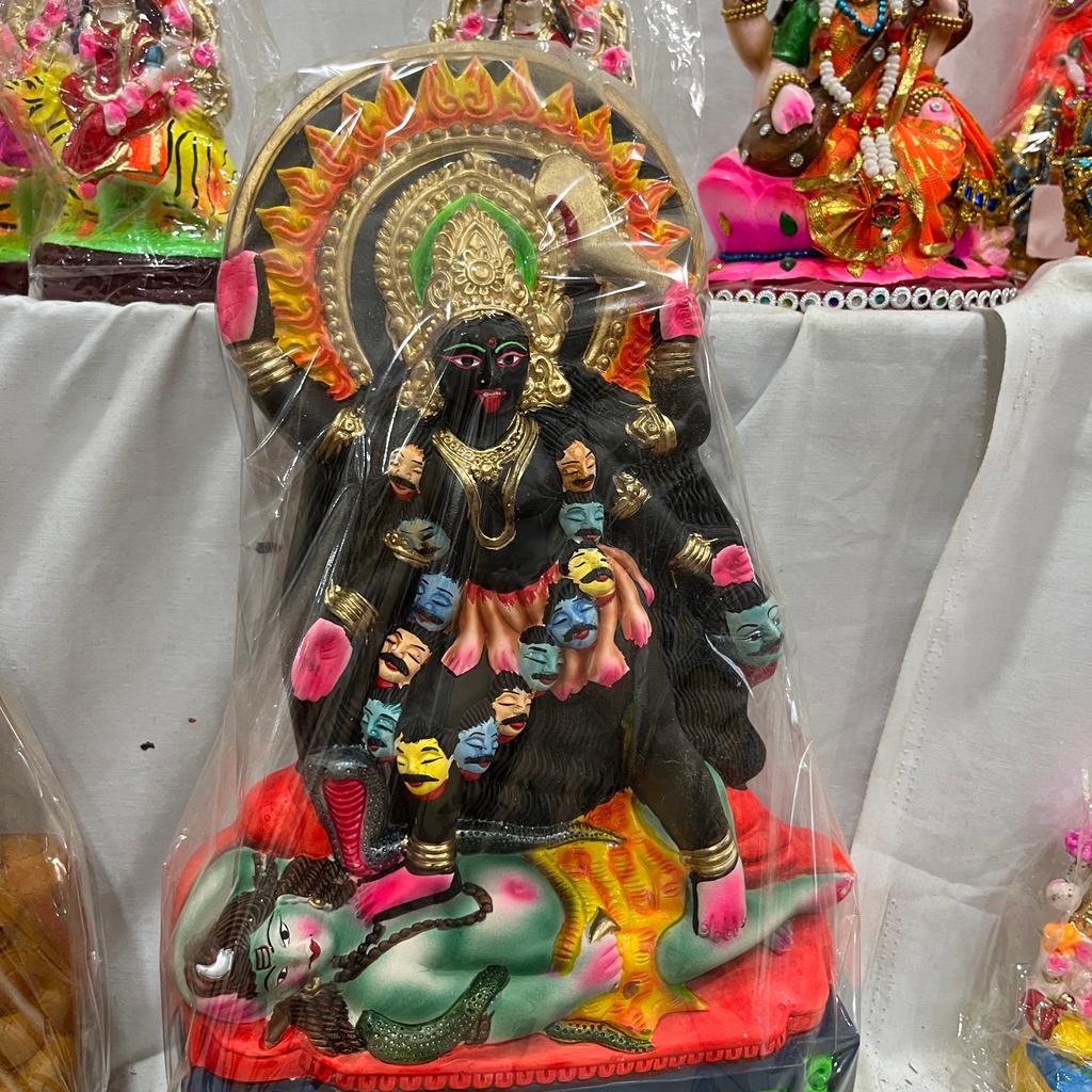 Hindu Goddess Statue | Sculpture | Bronze | Gold, Black, Pink, Green