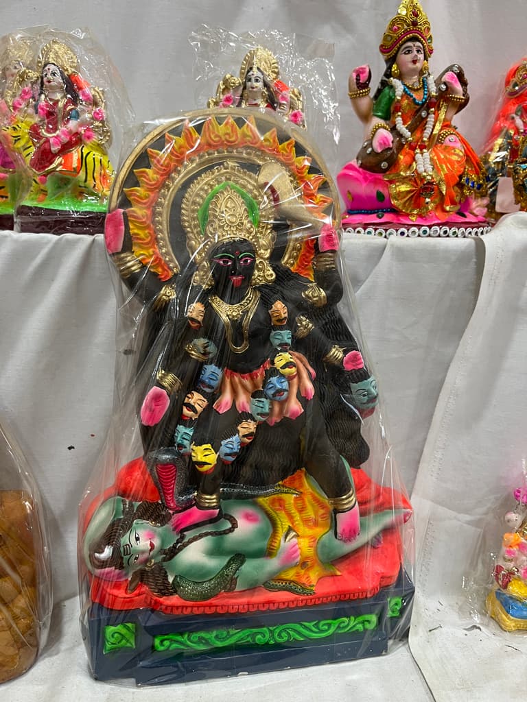 Hindu Goddess Statue | Sculpture | Bronze | Gold, Black, Pink, Green
