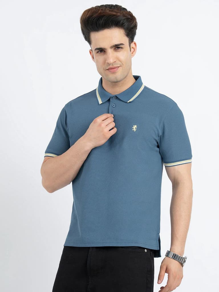 Polo T Shirts for Men in Teal | Half Sleeve T Shirt — photo 6