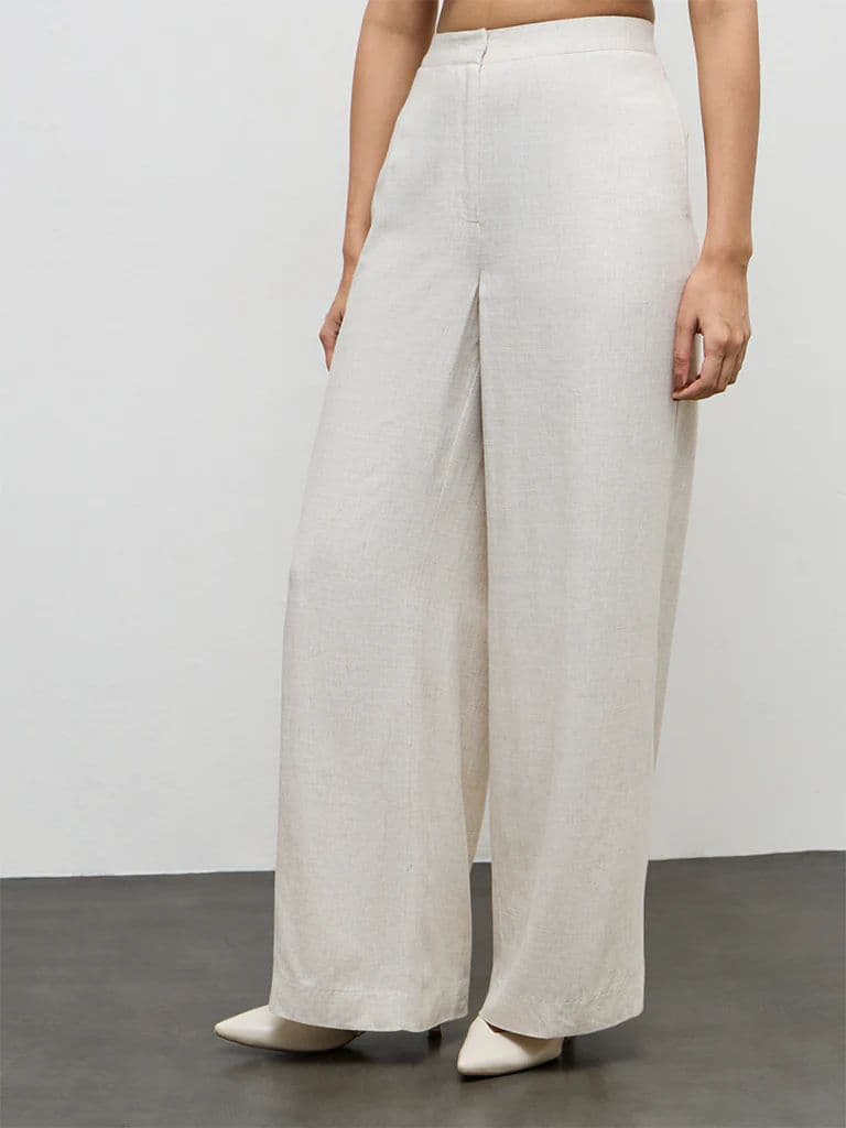 Wardrobe Light Beige High-Rise Cotton Trousers — photo 2