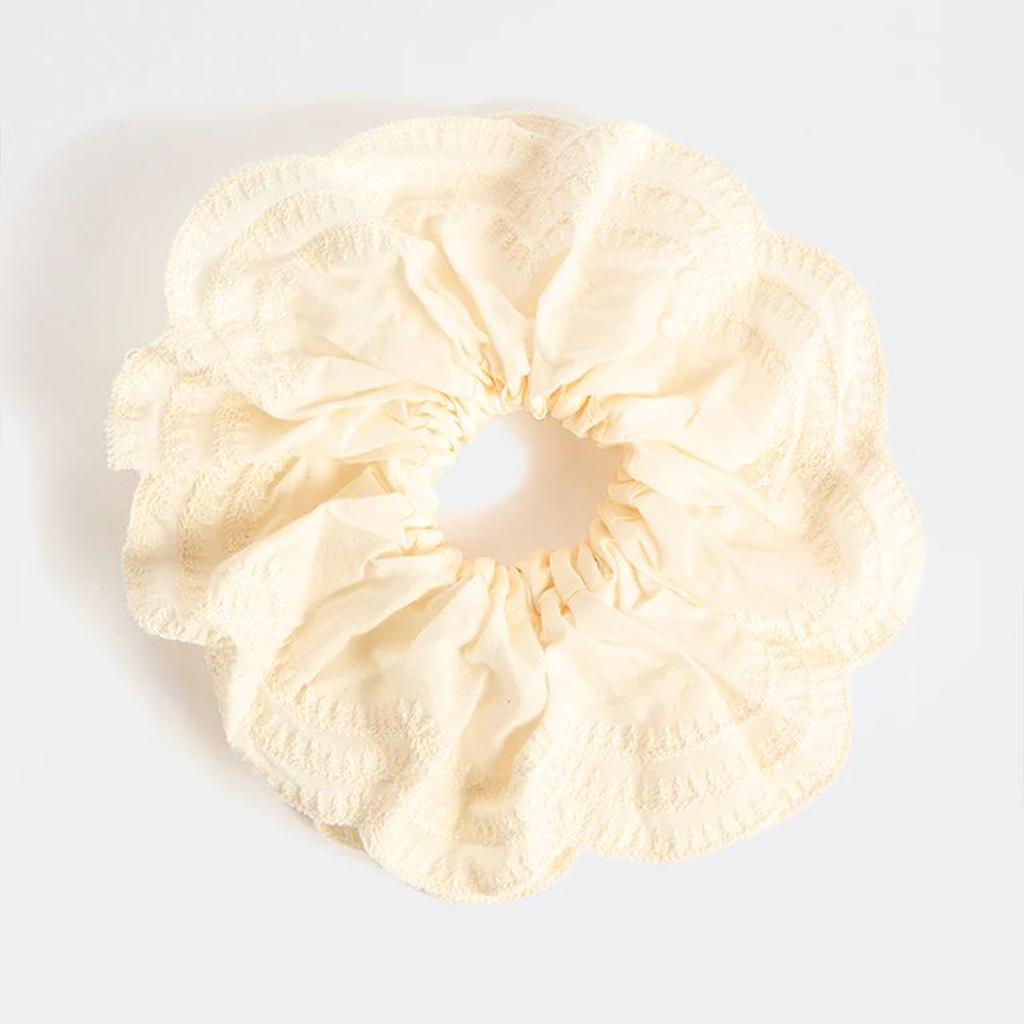 Westside Accessories Cream Textured Scrunchie