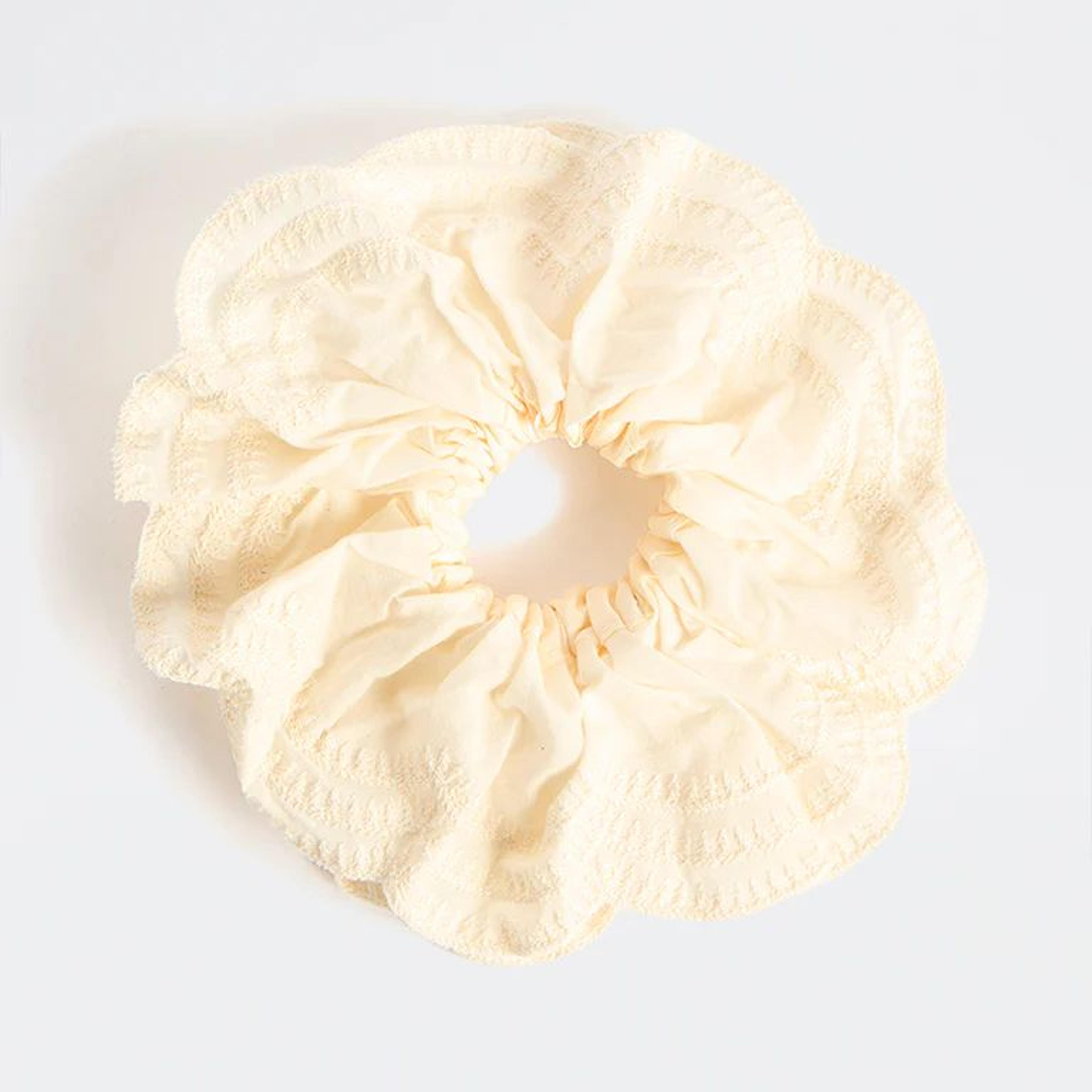 Westside Accessories Cream Textured Scrunchie
