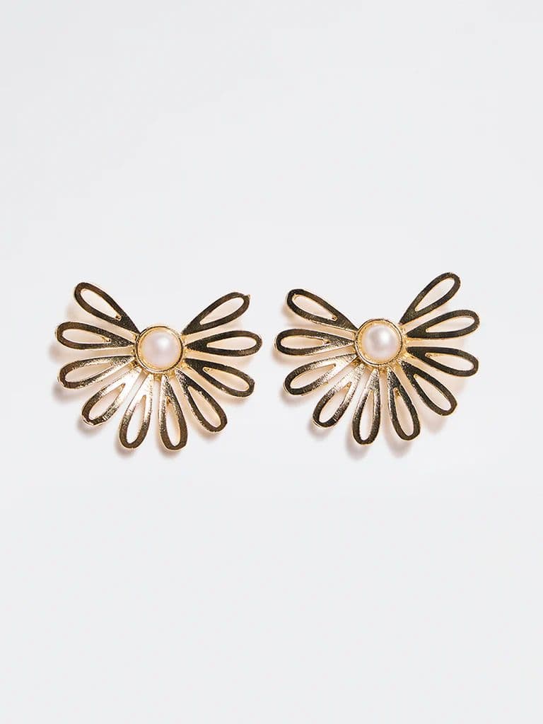 Westside Accessories Gold Floral Stud Earrings