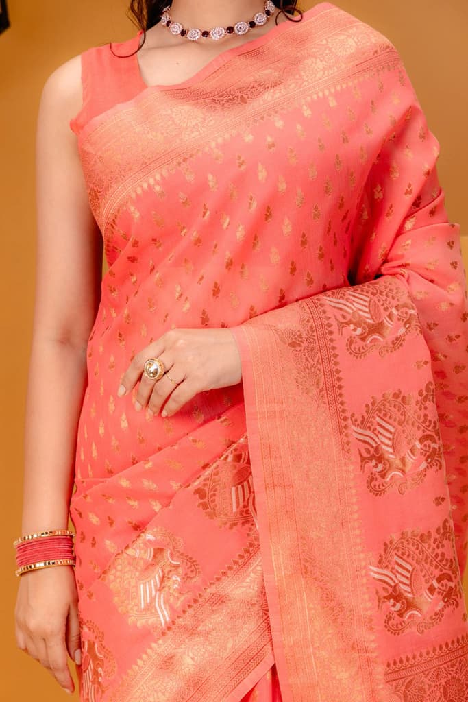 Mimosa Women's Woven Design Banarasi Style Art Silk Saree With Blouse Piece : SA00001809GJFREE — photo 3