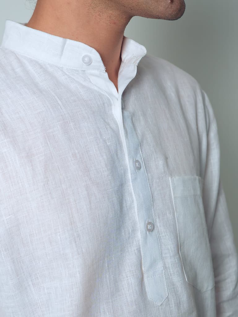 Sadabahar White Linen Short Kurta | Mr.Saa (Mr.सा) — photo 6