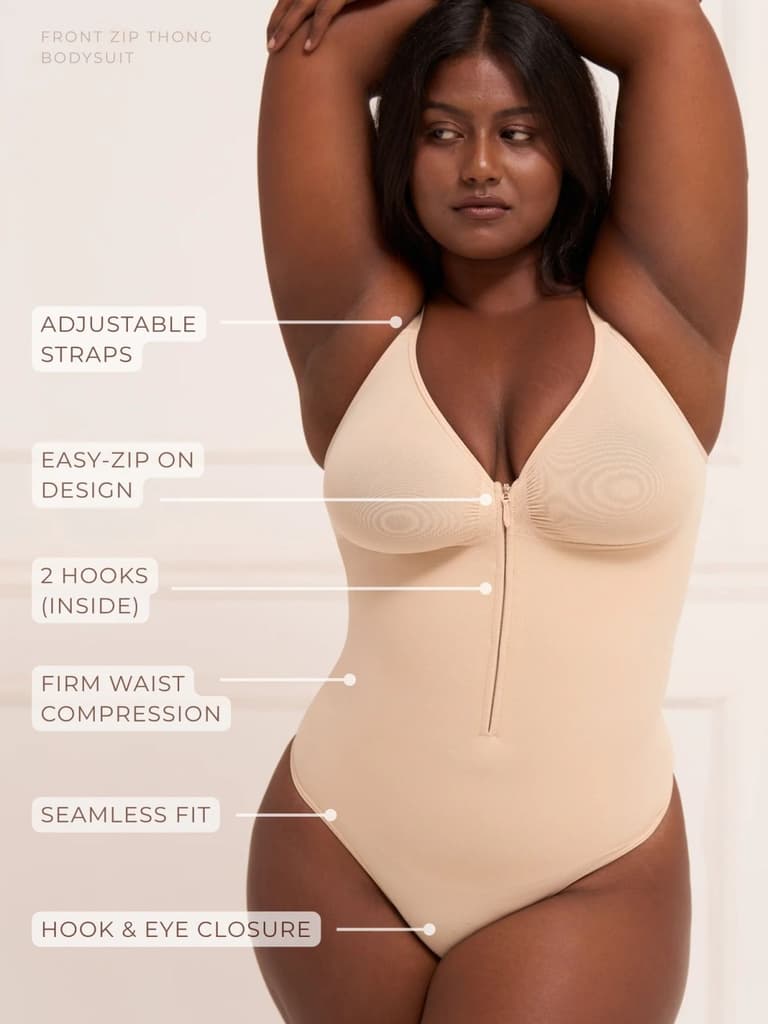 Front Zip Thong Bodysuit — photo 3