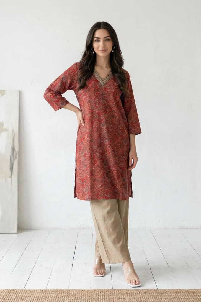 Gold Solid Rayon Relaxed Fit Flared Pants — photo 2