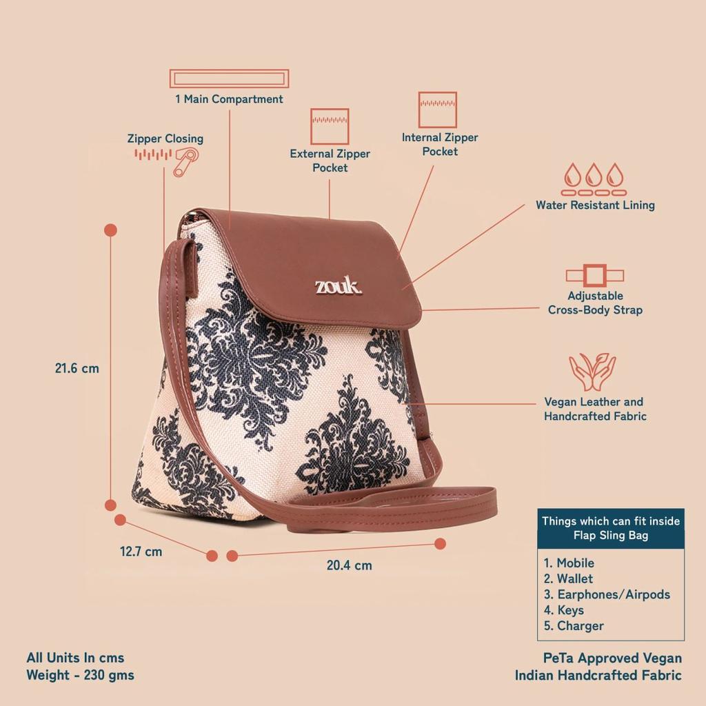 Mughal Motif Office Essential Bag & Mughal Motif Flap Sling Bag Combo — photo 7