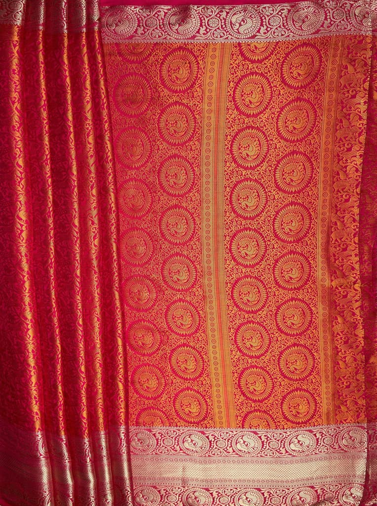 MIMOSA Women's Woven Design Banarasi Style Art Silk Saree with Blouse Piece - Rani ( SA00003133RNFREE ) — photo 6