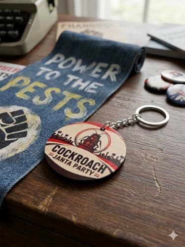 Cockroach Janta Party Satirical Keychain