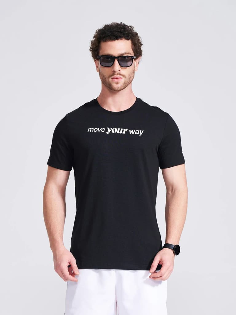 Men's Black Printed Round Neck T-Shirt — photo 2