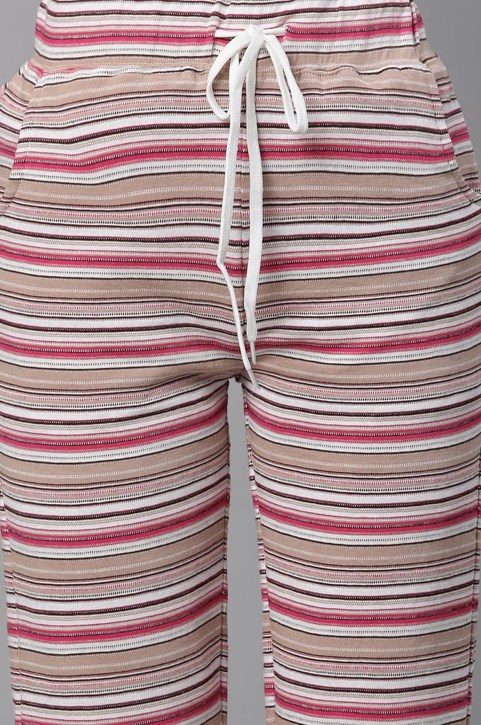 Pink Striped Printed Straight Fit Pants With Drawstring — photo 6
