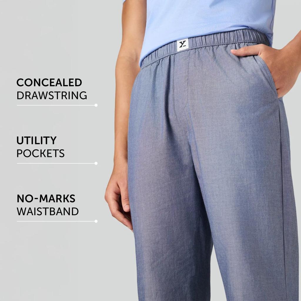 Ultra-Breathable Cotton Chambray Pyjamas - Washed Navy — photo 8