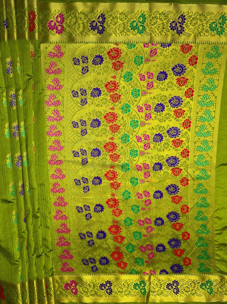 MIMOSA Women's Woven Design Paithani Style Art Silk Saree with Blouse Piece - Olive ( SA00003125OLFREE ) — photo 5