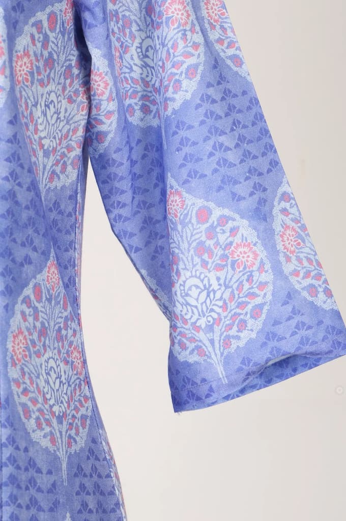 Lavender Floral Printed Pure Cotton A-line Kurta — photo 7