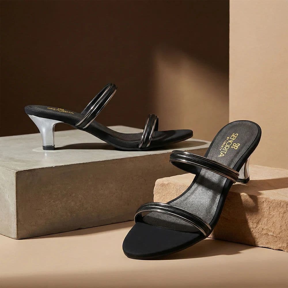 Senorita STY-161E Black Casual Heeled Slippers for Women — photo 2