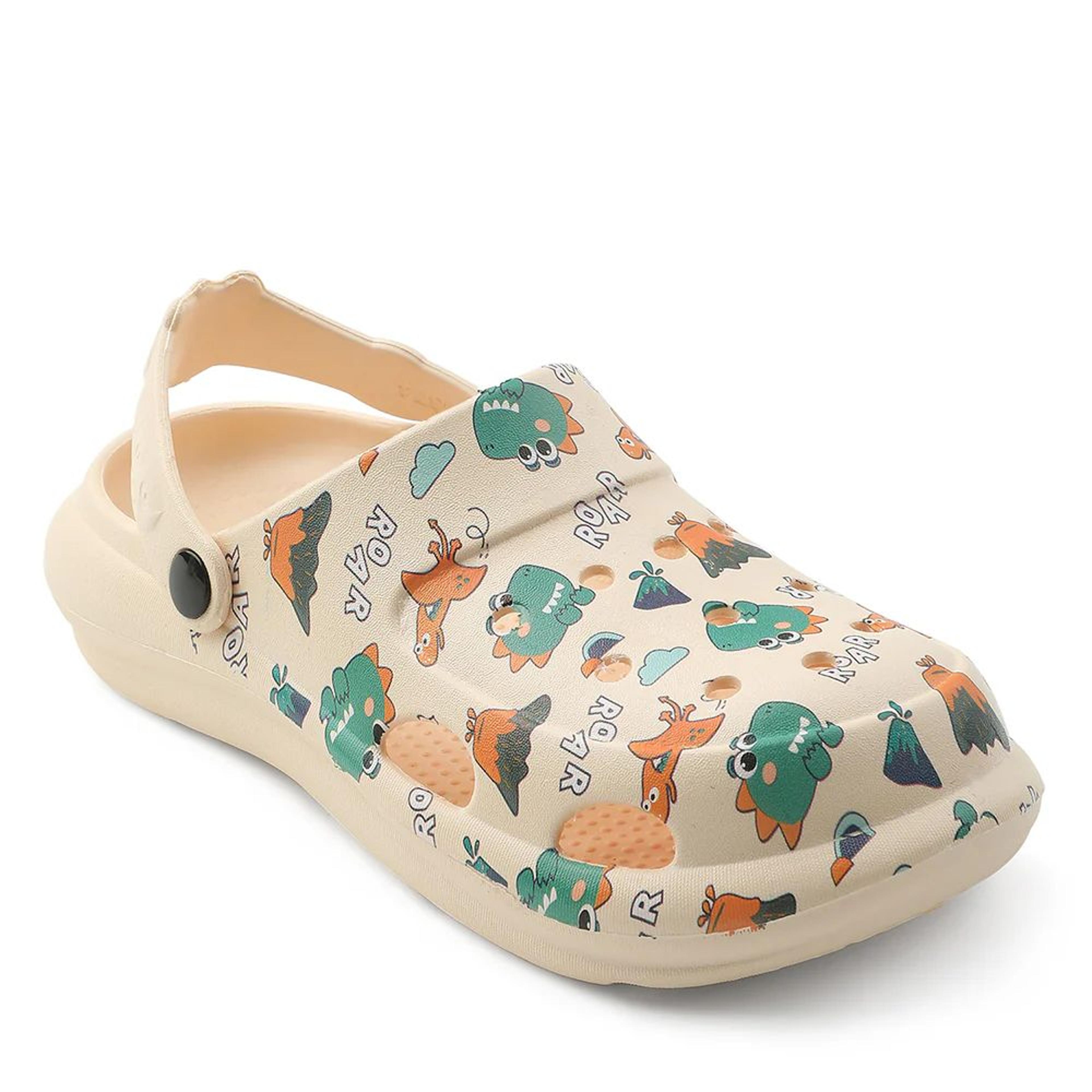Lucy & Luke Beige Casual Slingback Printed Clogs For Kids ALEX-K2E By Liberty