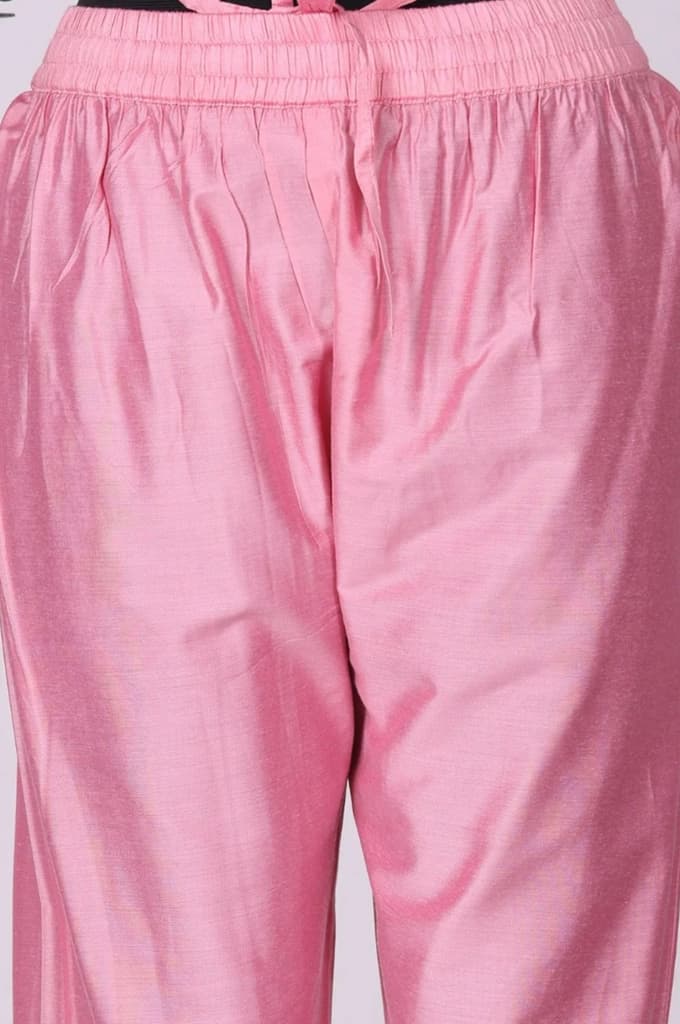 Pink Floral Printed Organza Straight Kurta with Pants and Dupatta Set — photo 7