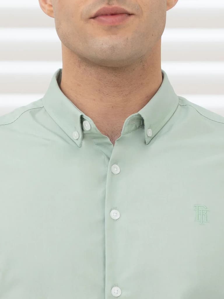 Shirts for Men in Light Green | Solid Full Sleeve Casual Shirt — photo 4