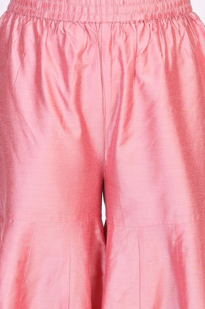 Pink Zari Jacquard Straight Kurta with Sharara and Dupatta Set — photo 8