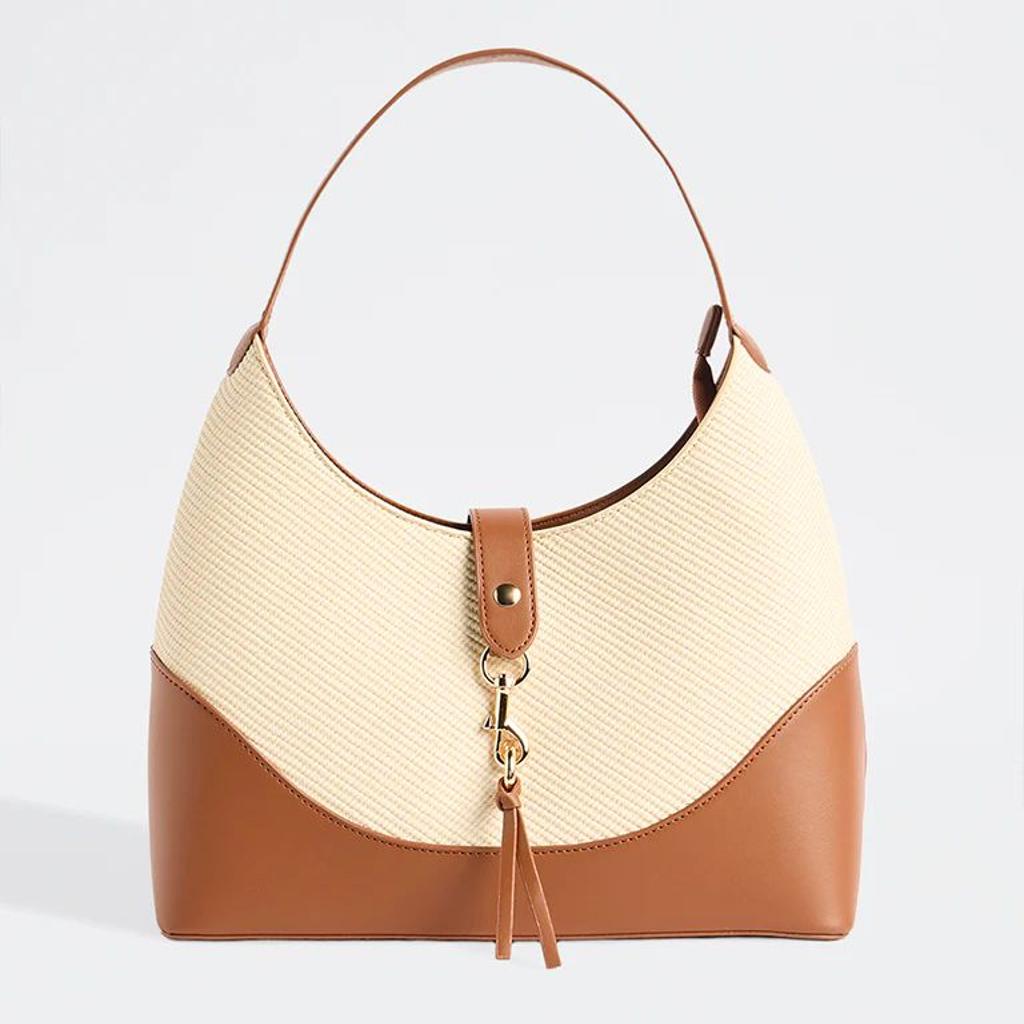 Westside Cream Textured Canvas Shoulder Bag
