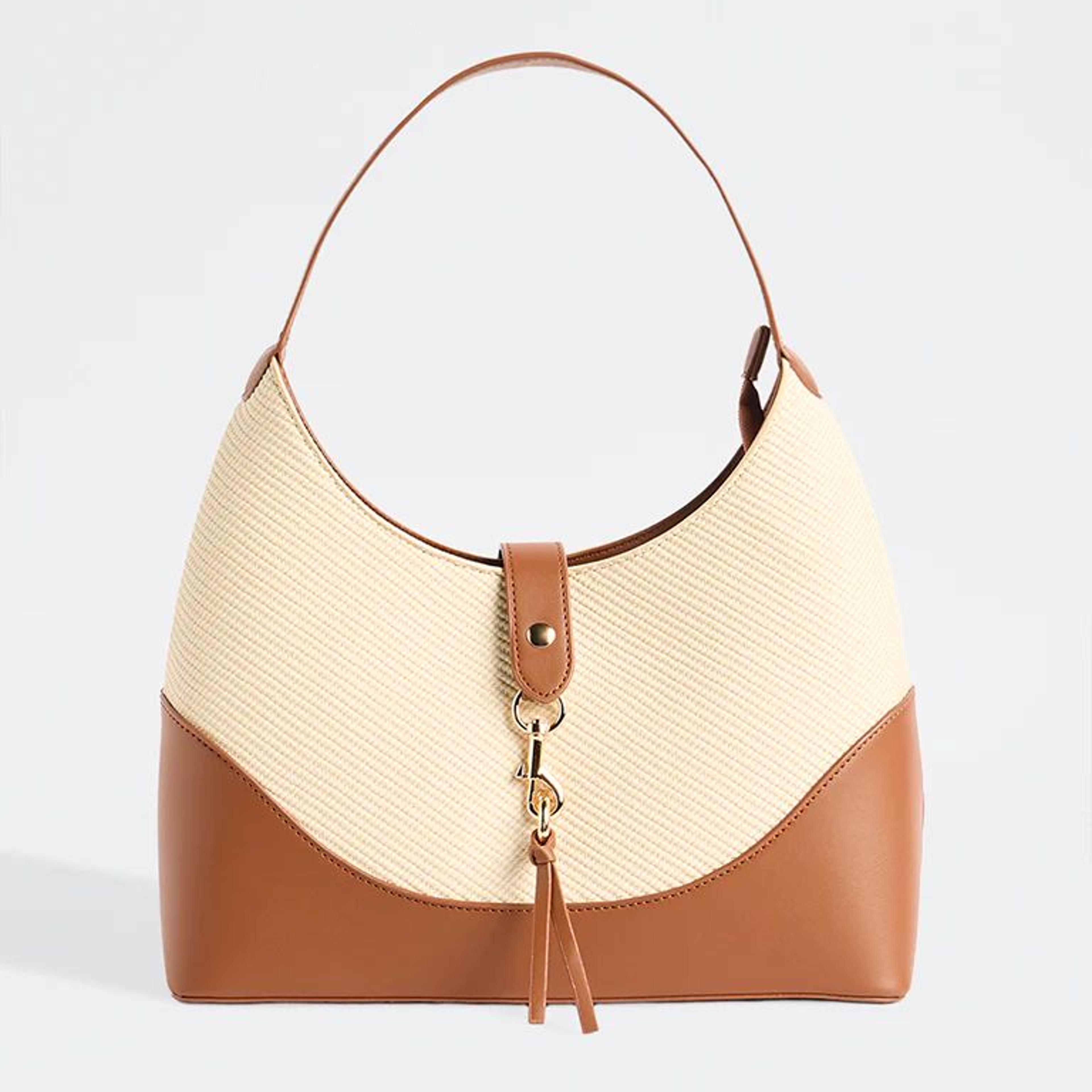 Westside Cream Textured Canvas Shoulder Bag