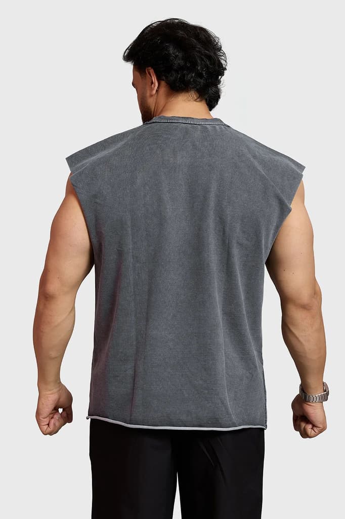 Push Harder Washed Capsleeves Tank Dark Grey — photo 6